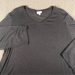 Avenue Black Soft Knit V-neck Top Plus Size 26/28